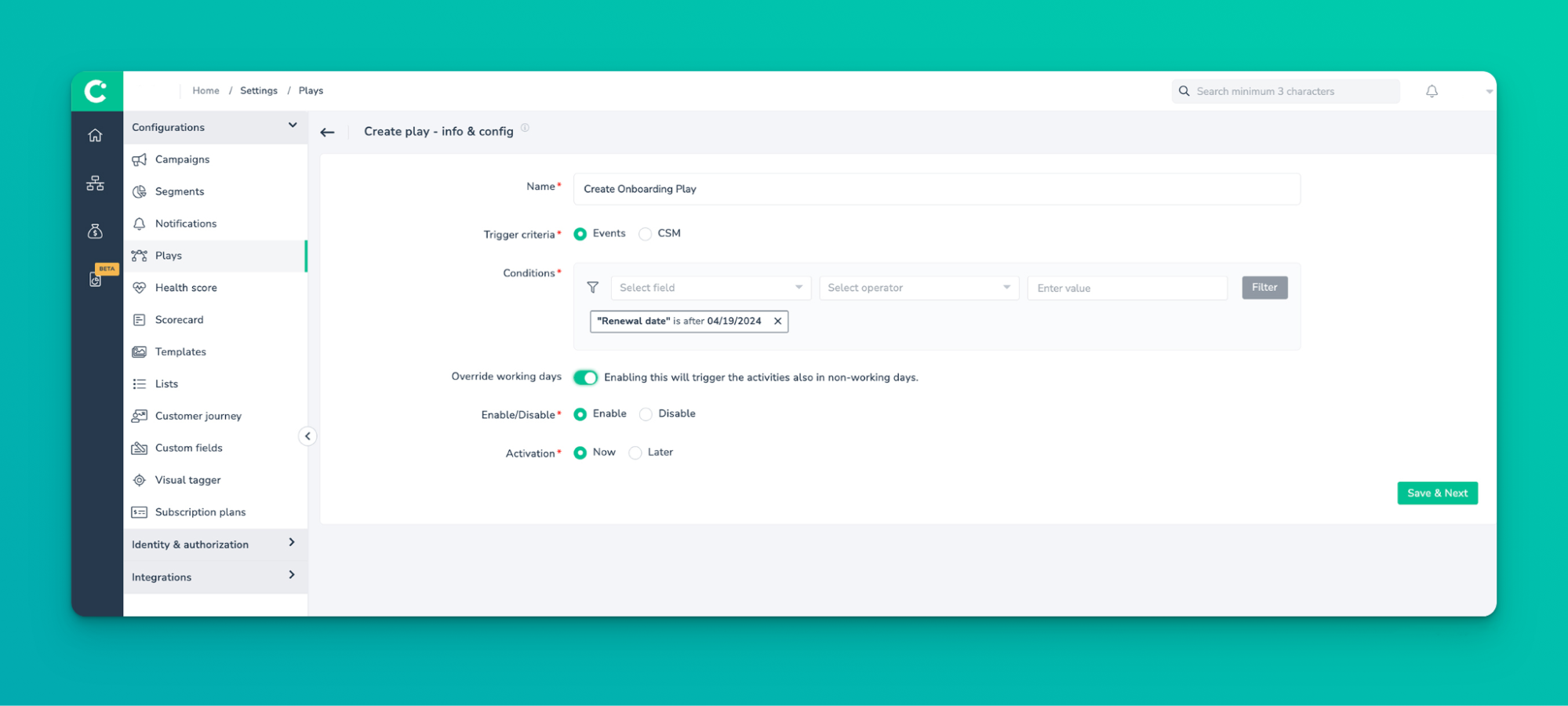Create onboarding flow using the Play feature of Churn360